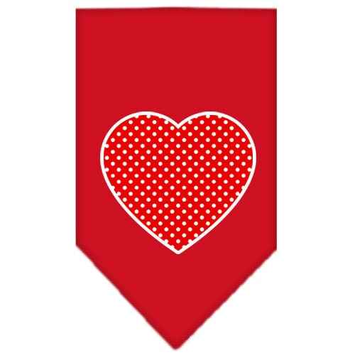 Pet and Dog Bandana Screen Printed, "Red Swiss Dot Heart"