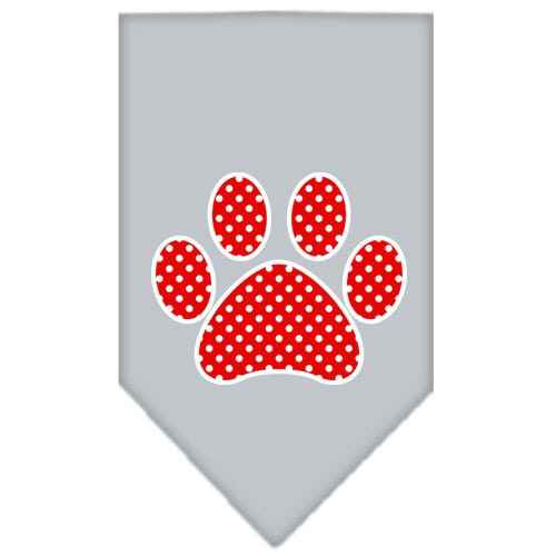 Pet and Dog Bandana Screen Printed, "Red Swiss Dot Paw"