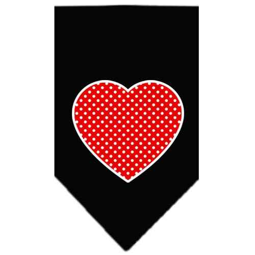 Pet and Dog Bandana Screen Printed, "Red Swiss Dot Heart"