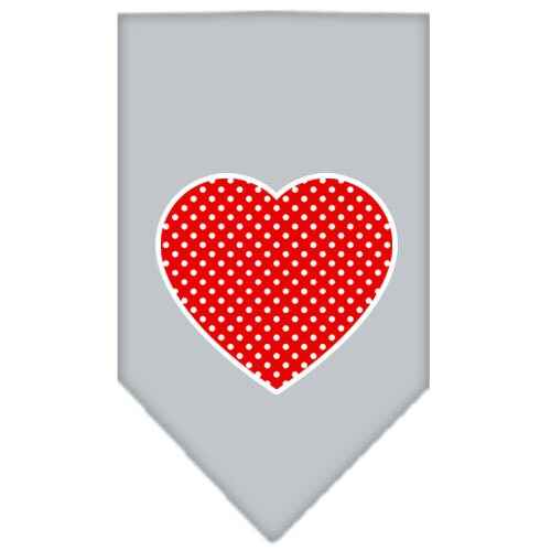 Pet and Dog Bandana Screen Printed, "Red Swiss Dot Heart"