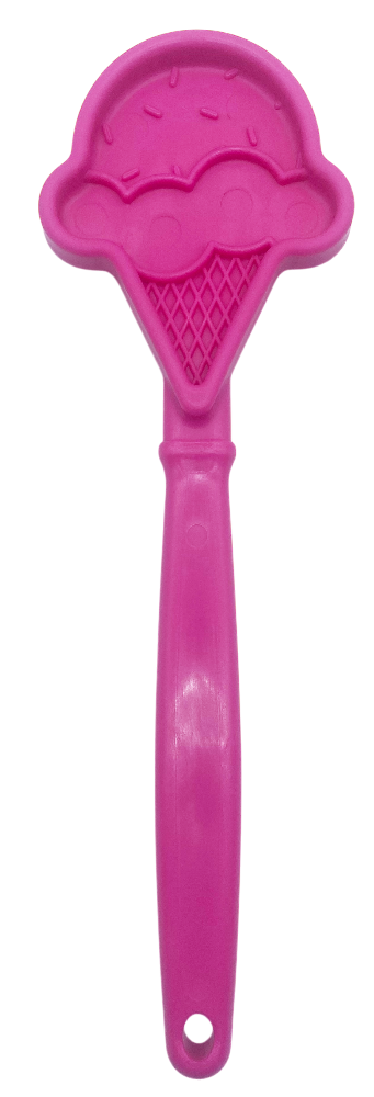 Pink eStick hand-held dog enrichment toy shaped like an ice cream cone, designed for interactive licking. USA made.