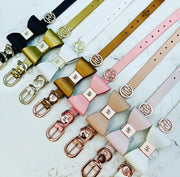 Leather Bow Collar - Snow Drop/ Yellow Gold