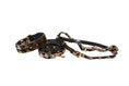 Load image into Gallery viewer, Houndstooth Hair On Hide On Hide Italian Leather Collar, Leash, Harness Set With Classic Hardware
