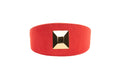 Load image into Gallery viewer, Orange Hair On Hide Italian Leather With Our Large Gold Custom Rivet
