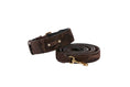 Load image into Gallery viewer, Brown Snake Print Hair On Hide Italian Leather With Classic Hardware Collar & Leash Set
