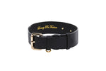 Classic Black Italian Leather Collar & Leash Set