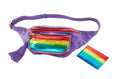 Load image into Gallery viewer, Pride Collection Rainbow Snake/Purple Italian Leather Belt Bag & Matching Rainbow Snake Card Wallet
