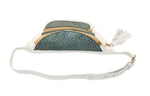 Pearl White Italian Leather/Green Tilapia Fanny Pack