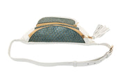 Pearl White Italian Leather/Green Tilapia Fanny Pack
