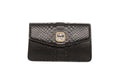 Load image into Gallery viewer, Black Python Clutch With Custom Swarovski Crystal
