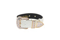 Load image into Gallery viewer, Matte White Snake Collar With Gold Swarovski Crystal Hardware Collar
