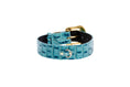 Load image into Gallery viewer, Turquoise Embossed Croc Italian Leather/Swarovski Crystal Hardware Collar
