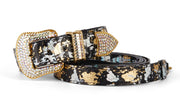 Black/Gold/Silver Art Deco Swarovski Crystal Collar & Leash Set