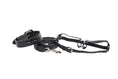 Load image into Gallery viewer, Dark Grey/Light Grey Embossed Croc Italian Leather Silver Swarovski Crystal Collar, Leash, Harness Set
