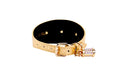 Load image into Gallery viewer, Gold Floral Print Italian Leather With Gold Sunflower Rivets
