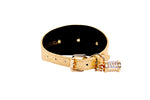 Gold Floral Print Italian Leather With Gold Sunflower Rivets