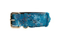 Load image into Gallery viewer, Blue Floral Mosaic Italian Leather/Classic Collar
