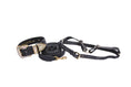 Load image into Gallery viewer, Blue Grey Italian Leather With Velvety Floral Design With Swarovski Crystal Collar, Leash & Harness
