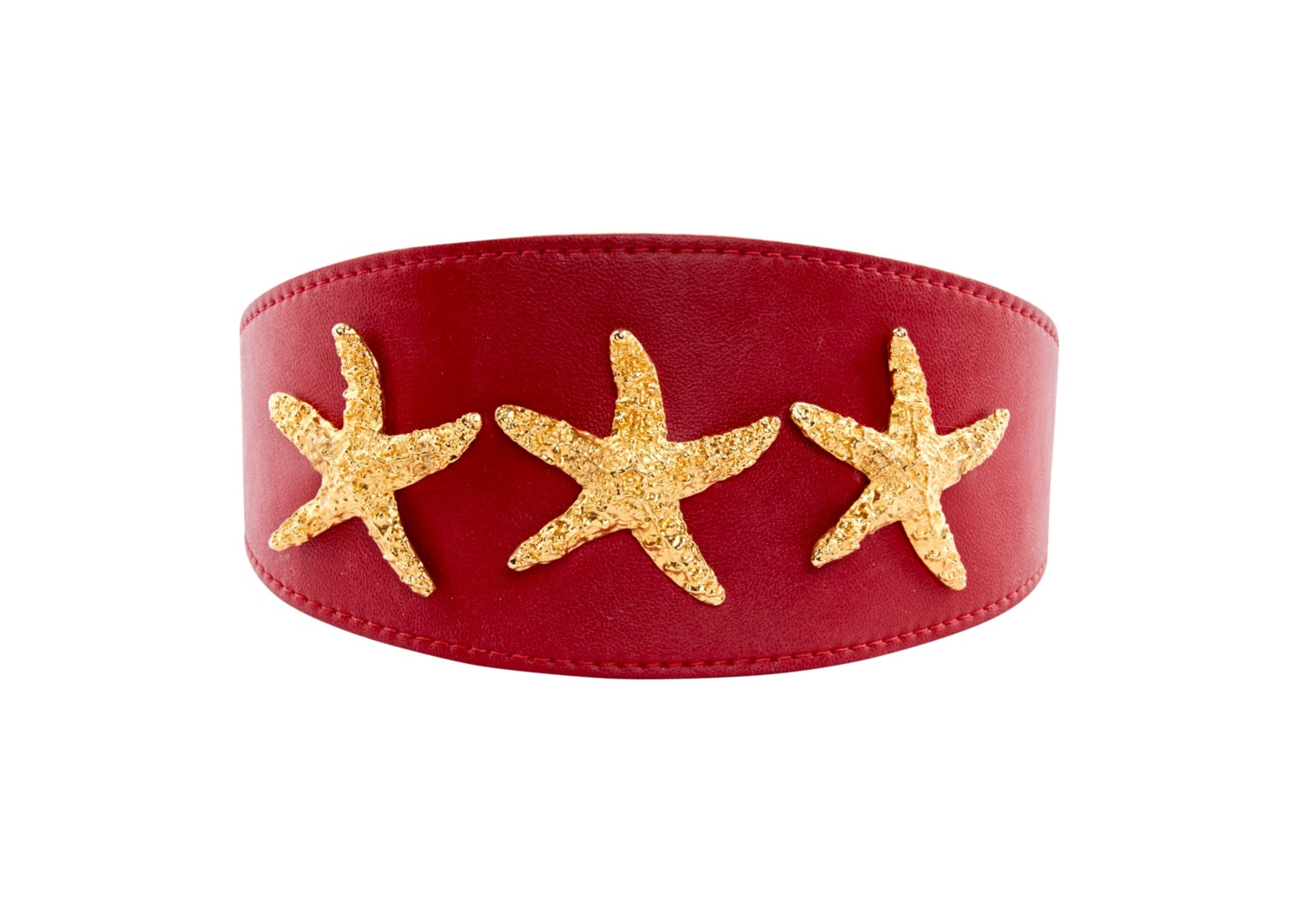 Red Vegan Leather 3 Wide Starfish Collar