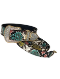 Load image into Gallery viewer, Multi-Color Embossed Snake Italian Leather Collar & Leash Set, with our Italian Made Swarovski Crystal Hardware

