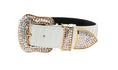 Load image into Gallery viewer, Matte White Snake Collar With Gold Swarovski Crystal Hardware Collar
