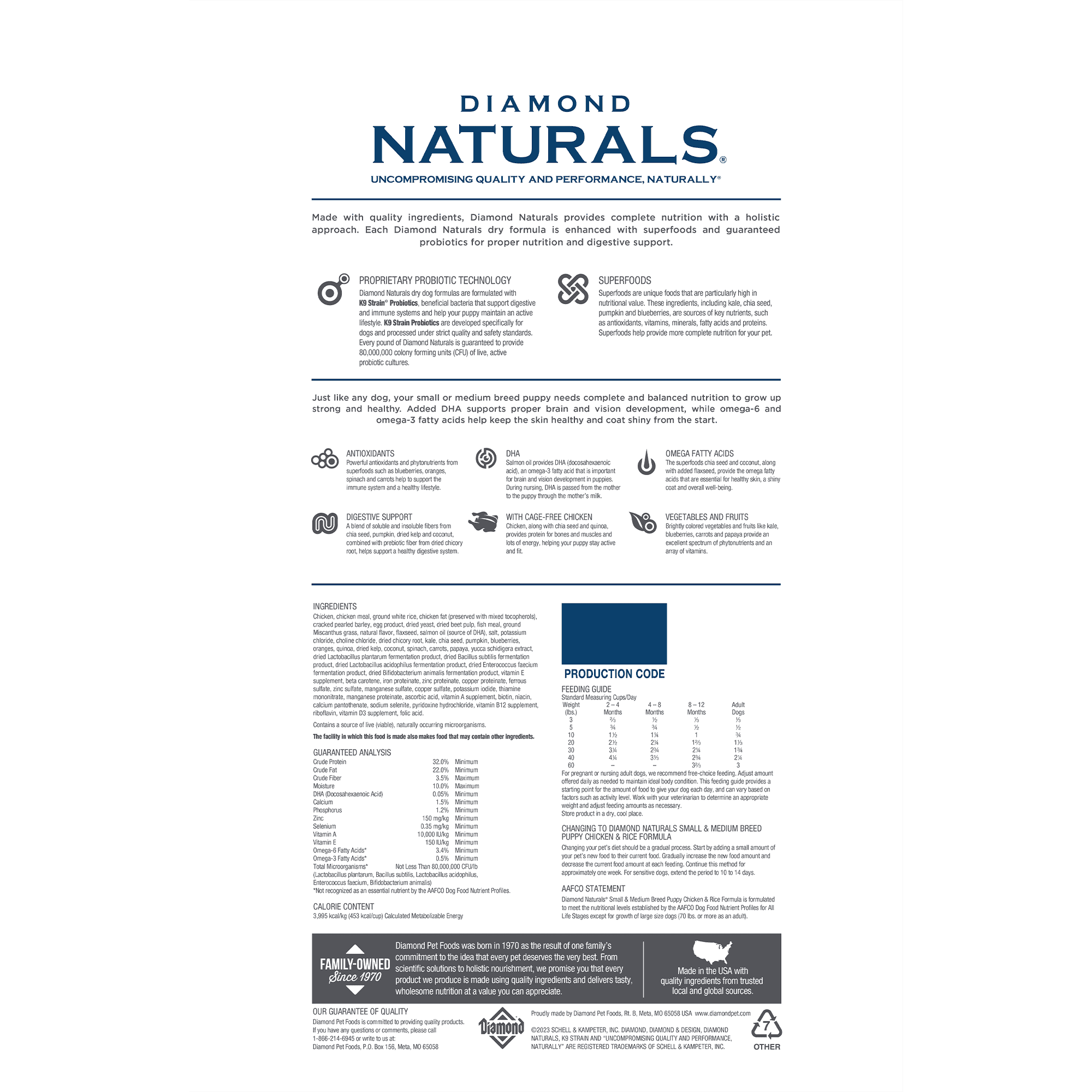 Diamond Naturals Small/Medium Breed Puppy Chicken and Rice Dry Dog Food 