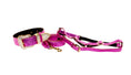 Load image into Gallery viewer, Pink Foil Italian Leather/Swarovski Crystal Collar, Leash, Harness Set
