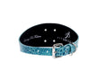 Load image into Gallery viewer, Turquoise Embossed Croc Italian Leather 3” Wide Style Collar With Large Silver Custom Rivet
