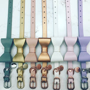 Leather Bow Collar - Misty