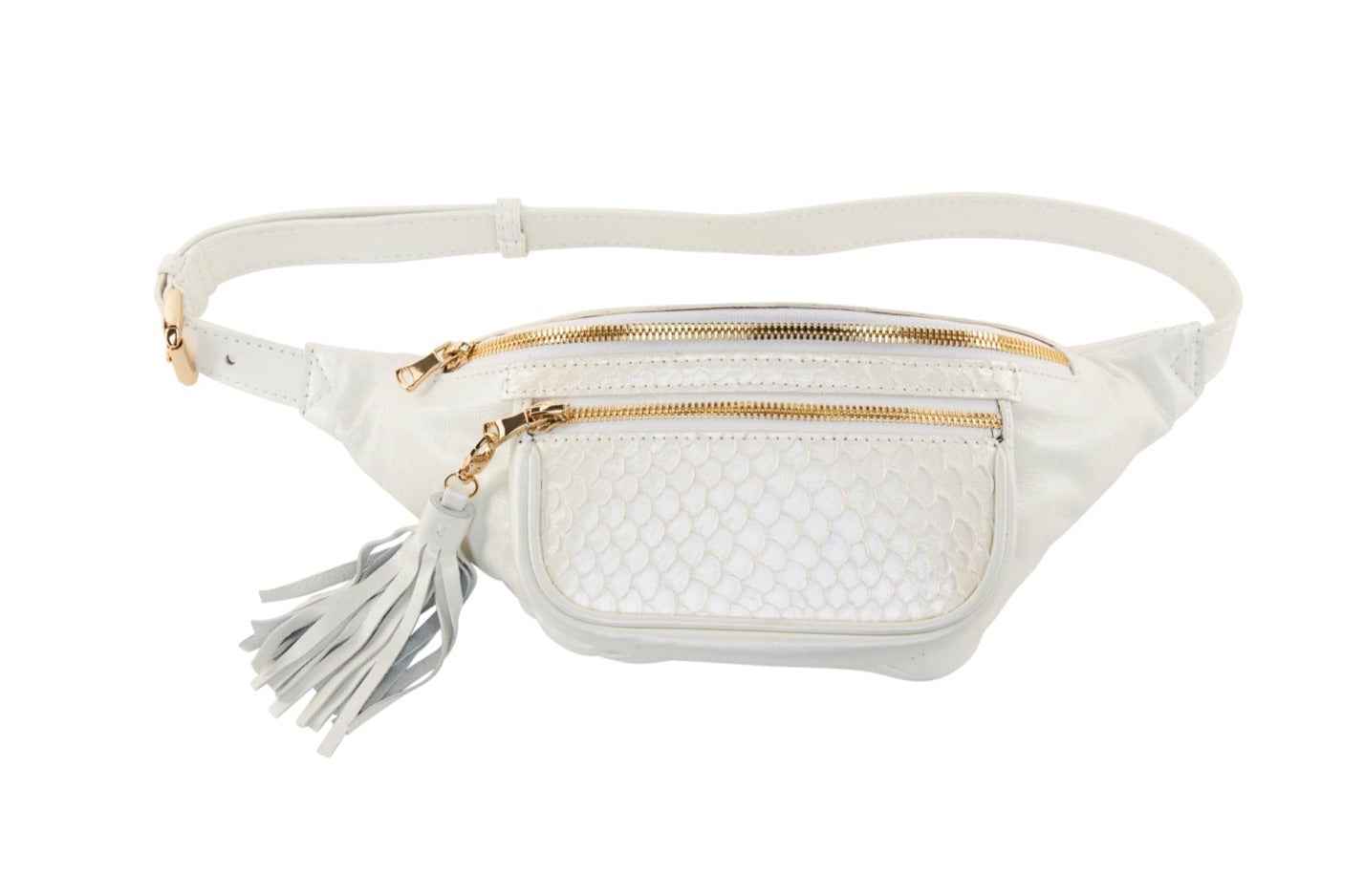 Pearl White Italian Leather/Pearl White Tilapia Fanny