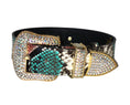 Load image into Gallery viewer, Multi-Color Embossed Snake Italian Leather Collar, with our Italian Made Swarovski Crystal Hardware
