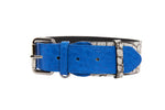Royal Blue/Embossed Croc Italian Leather Classic Collar With Silver Classic Hardware