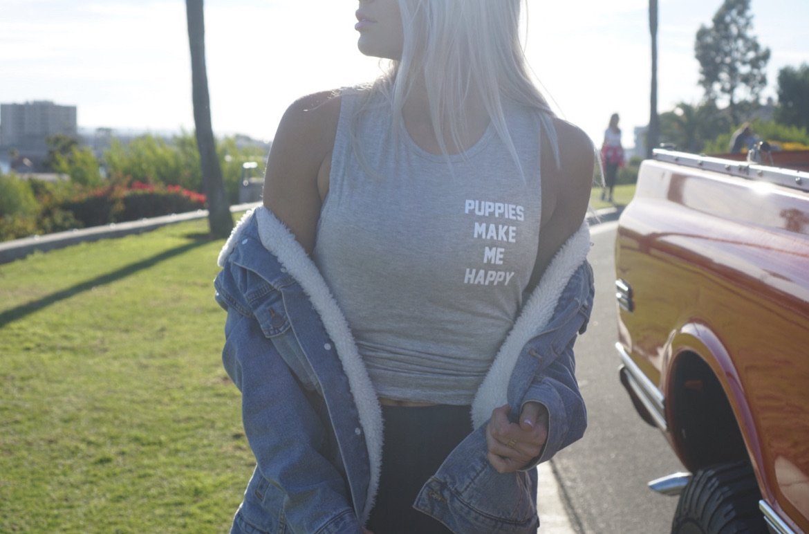 Puppies Make Me Happy Sleeveless Top | Gift for Dog Lovers
