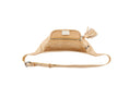 Load image into Gallery viewer, Pearl Beige Italian Leather/Taupe Tilapia Fanny Pack With Custom Large Silver Rivet
