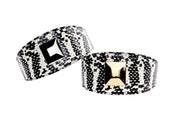 Black & White Snake Wide Style 3 Collars With Large Silver & Gold Rivets