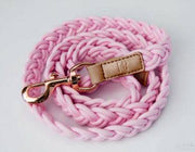 Dog Lead - Peony Pink/Rose Gold Plaited