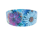 Blue Floral Mosaic Italian Leather 3” Wide Style Collar