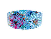 Blue Floral Mosaic Italian Leather 3 Wide Style Collar