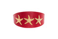 Load image into Gallery viewer, Gorgeous Red Italian Leather 3” Wide Style Collar With Custom Gold Starfish
