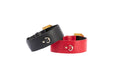 Load image into Gallery viewer, Black Italian Leather & Red Italian Leather Collar Set With Custom Glamorous Italian Hardware
