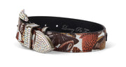 Butterfly Print Italian Leather Collar With Custom Swarovski Crystal Hardware