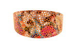 Orange Floral Mosaic Italian Leather 3 Wide Style Collar