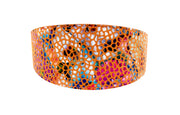 Orange Floral Mosaic Italian Leather 3 Wide Style Collar