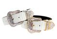 Load image into Gallery viewer, Matte White Snake Collar Set of 2. With Both Silver & Gold Swarovski Crystal Hardware
