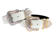 Matte White Snake Collar Set of 2. With Both Silver & Gold Swarovski Crystal Hardware