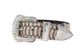 Load image into Gallery viewer, Grey Snake Print Hair On Hide Italian Leather Collar With Swarovski Crystal Hardware
