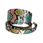 Multi-Color Embossed Snake Italian Leather, 3 Wide Style Collar & Leash Set