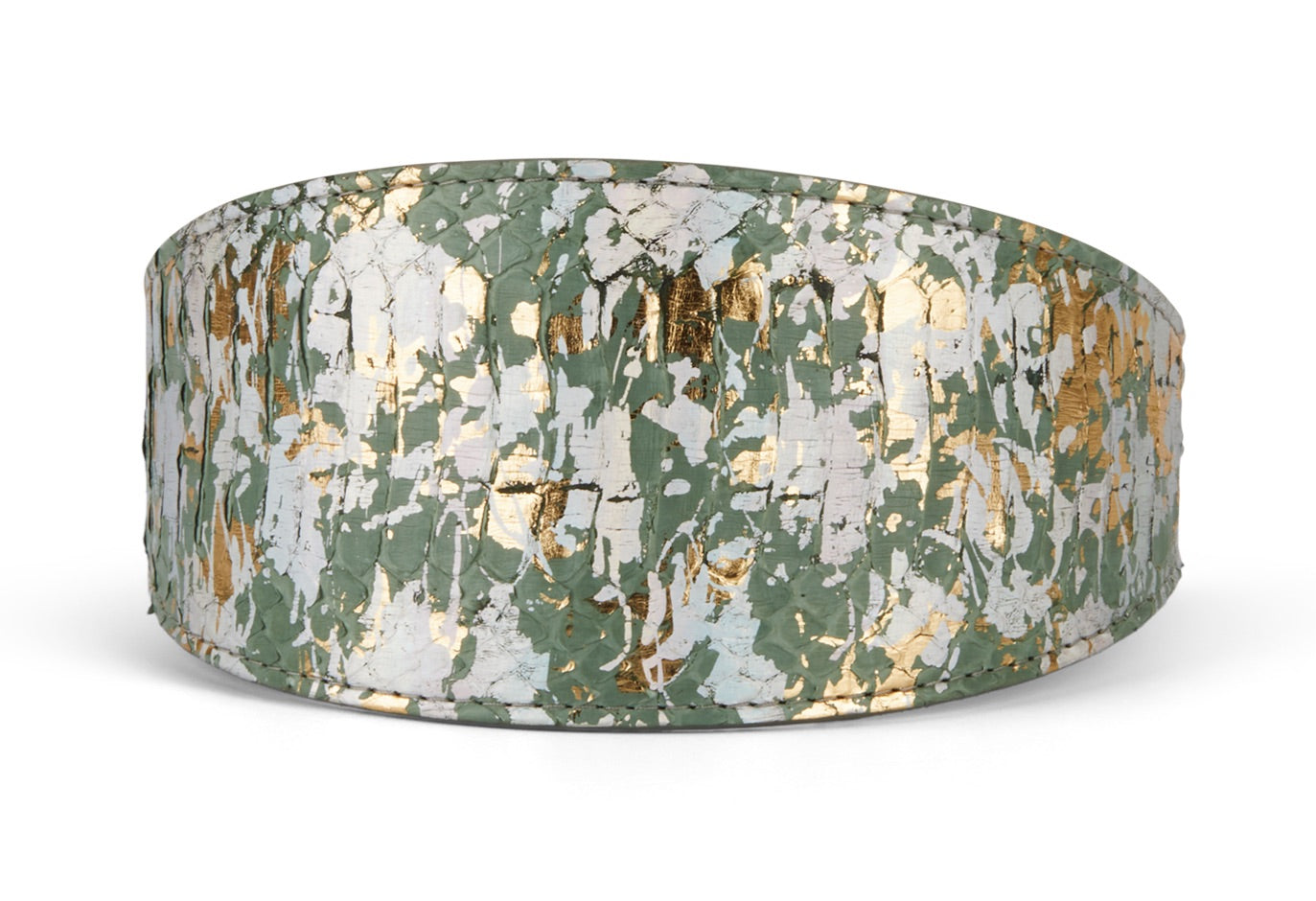 Iridescent Art Deco Green/Gold/Silver 3 Wide Style Collar