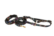 Floral/Lace Embossed Italian Leather Classic Collar, Leash, Harness Set
