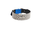 Royal Blue/Embossed Croc Italian Leather Classic Collar With Silver Classic Hardware